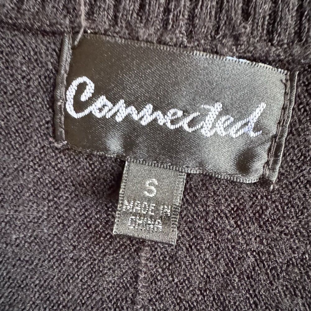 Connected Winter Sweater Dress Sz S Black 3/4 Bell Sleeve Stretch Minimalist - Picture 4 of 10